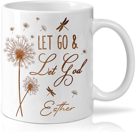 TheUnifury Personalized Christian Mugs For Women – Bible Verse Mug – Religious Tea Cup – Inspirational Mug For Mom Grandma Aunt Sister Wife Friends Coworkers – Let Go