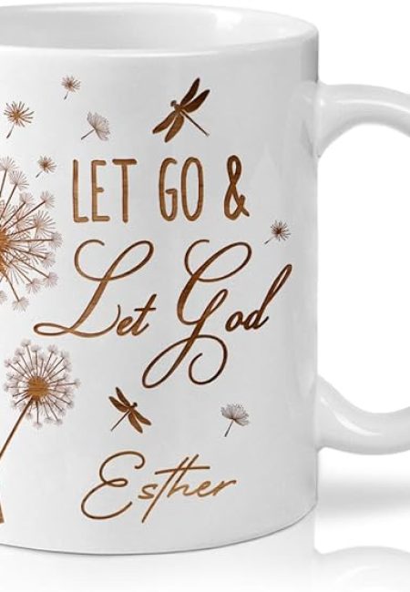 TheUnifury Personalized Christian Mugs For Women – Bible Verse Mug – Religious Tea Cup – Inspirational Mug For Mom Grandma Aunt Sister Wife Friends Coworkers – Let Go